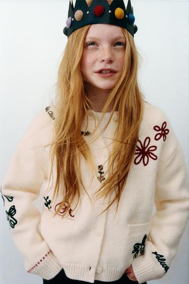 CARDINGAN WITH EMBROIDERY - Light beige by Zara