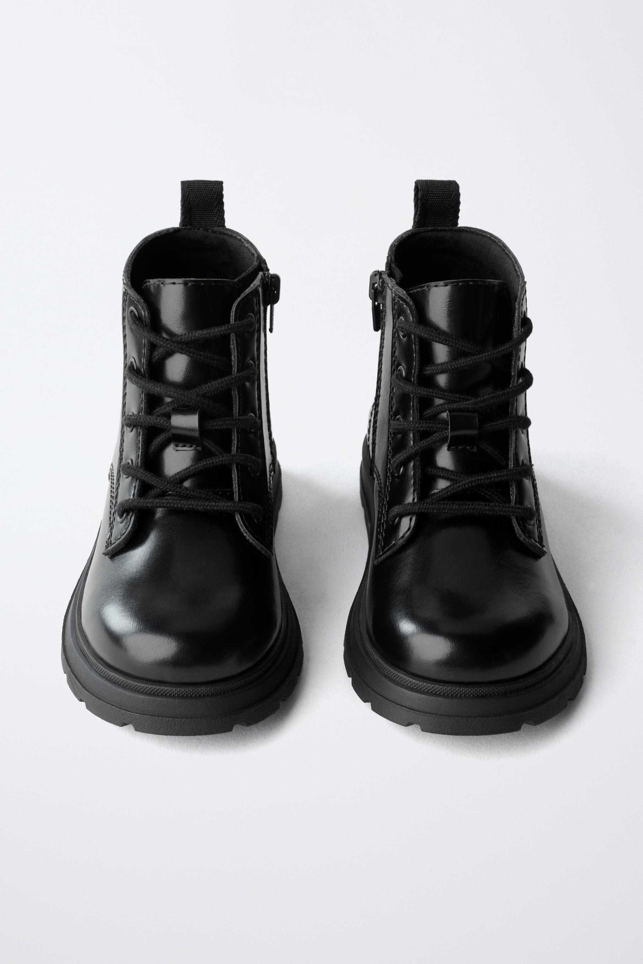 LACE-UP ANKLE BOOTS - Black | ZARA India