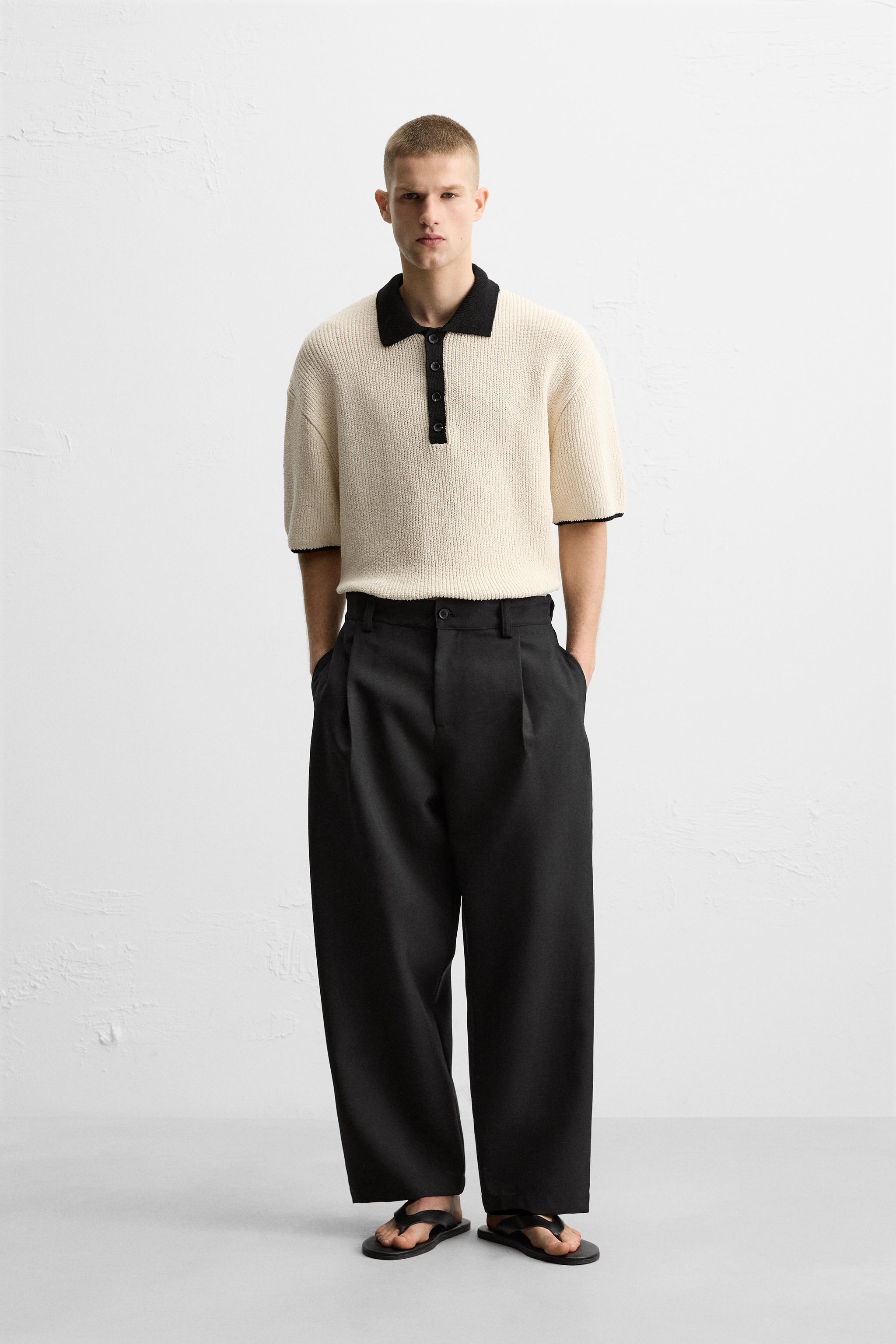 CONTRASTING TEXTURED KNIT POLO
