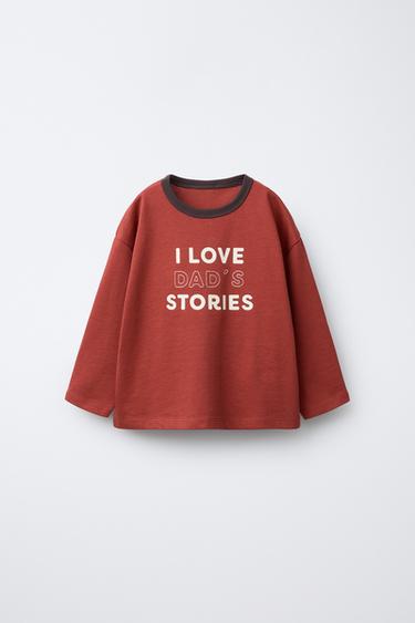 CAMISETA TEXTO VIVO CONTRASTE  - Rojizo de Zara - Imagen 0
