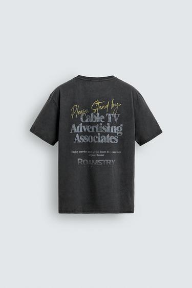 WASHED T-SHIRT WITH CONTRAST SLOGANS - Light grey by Zara