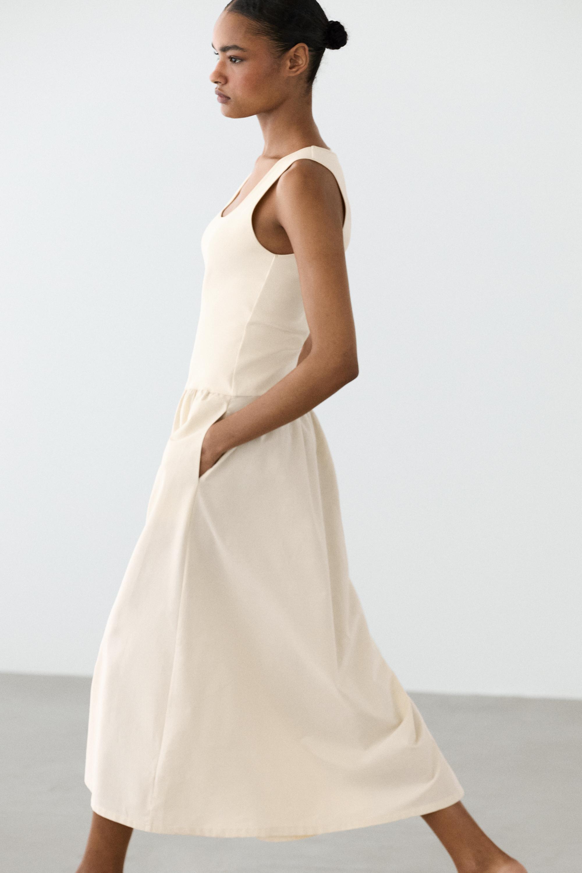 Robe combinée popeline de coton mélangé