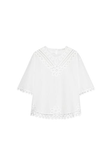 ZW COLLECTION EMBROIDERED LINEN BLEND SHIRT - White by Zara
