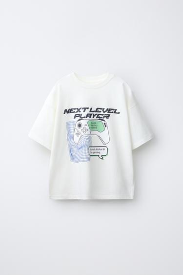 CAMISETA ESTAMPADA GAMING - Branco-marfim da Zara