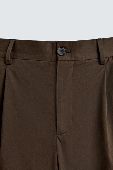 LIMITED EDITION CHINO TROUSERS WITH PLEATS - Brown by Zara - Image 7