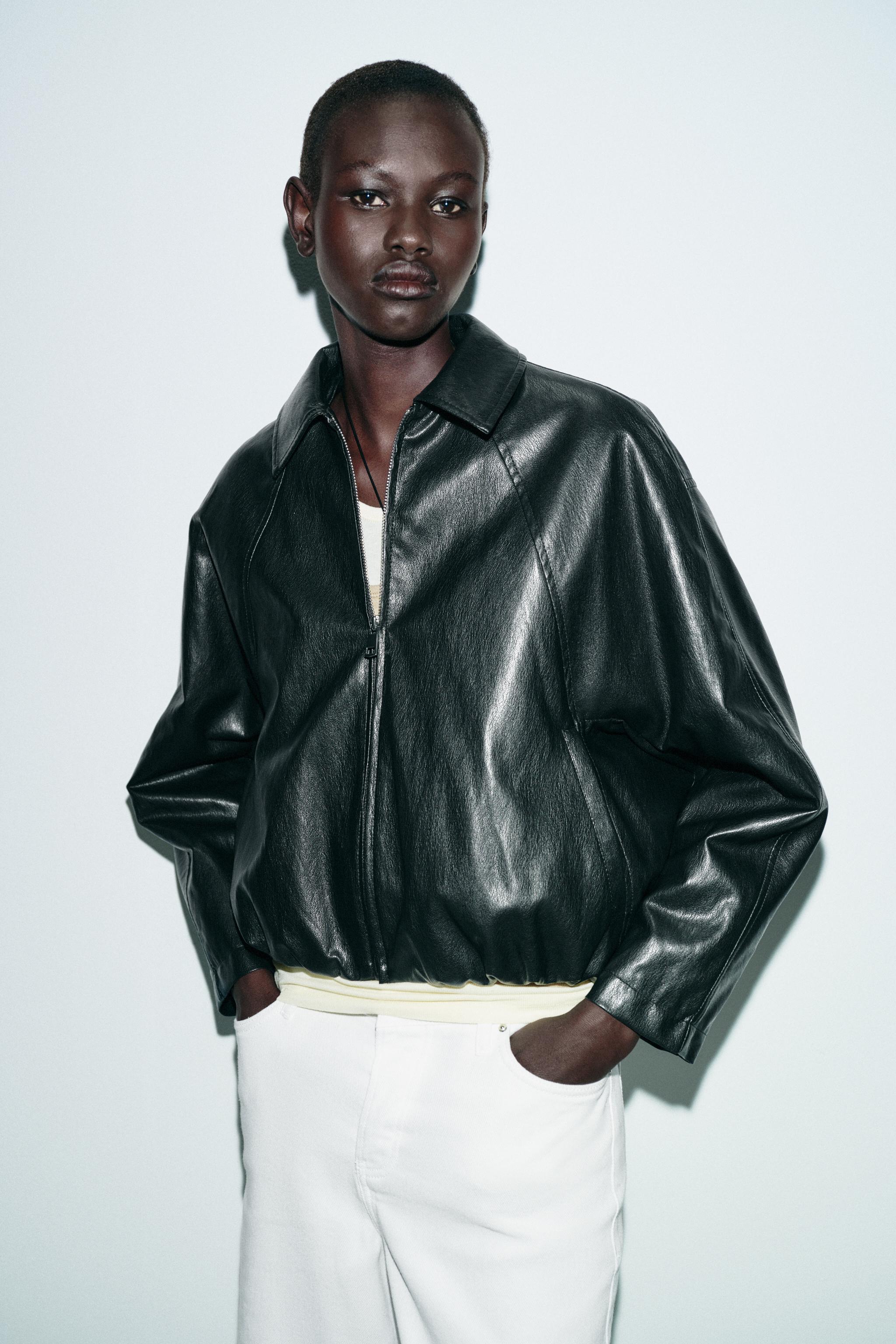 FAUX LEATHER BOMBER JACKET