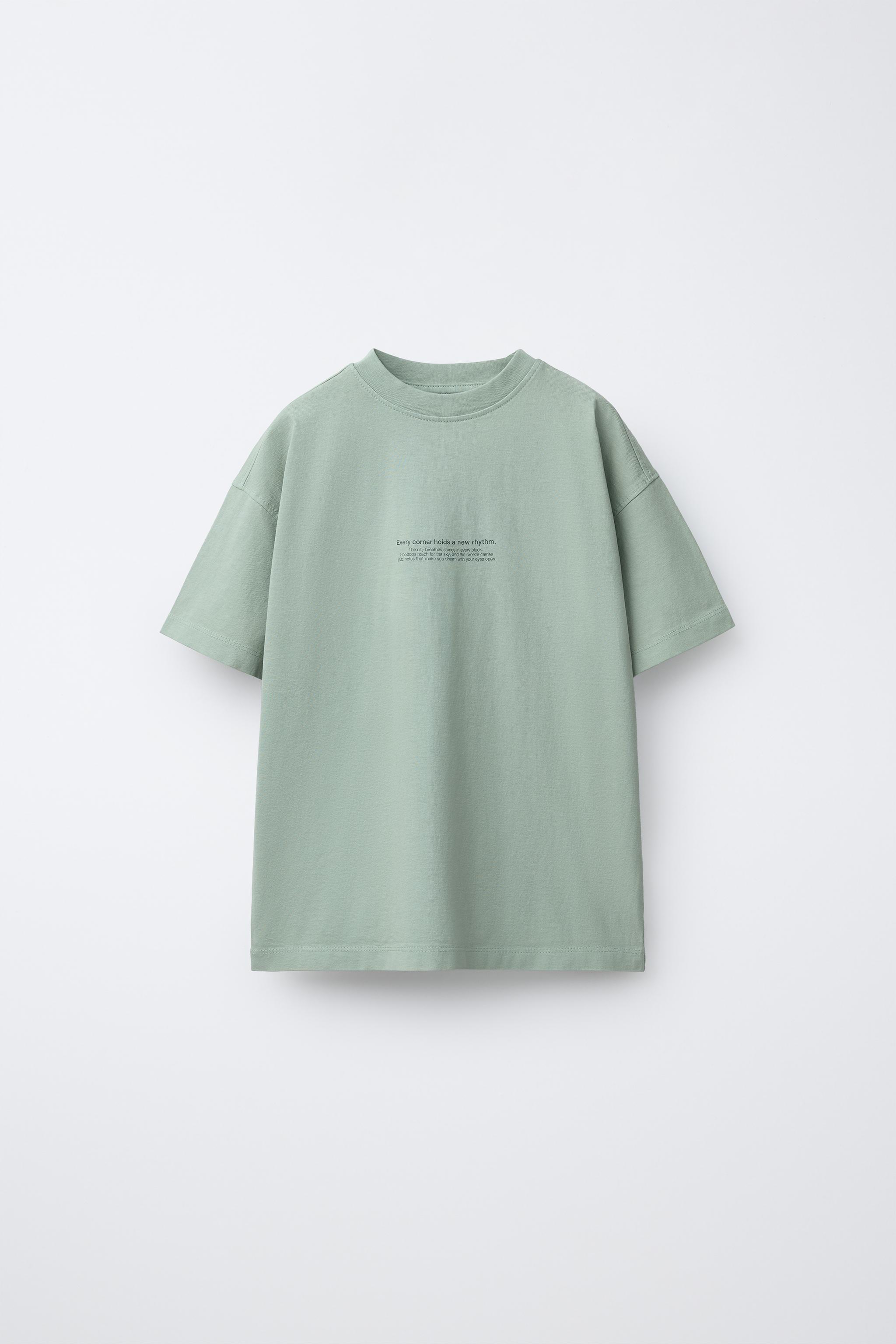 テキストTシャツ - グリーン/ブルー | ZARA Japan / 日本