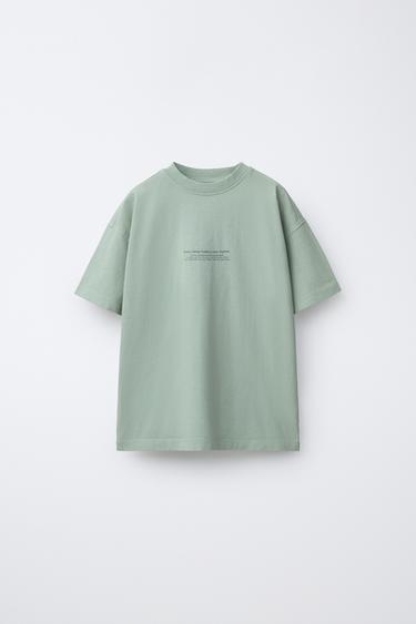 Zara TEXT T-SHIRT - Green / Blue - Image 0