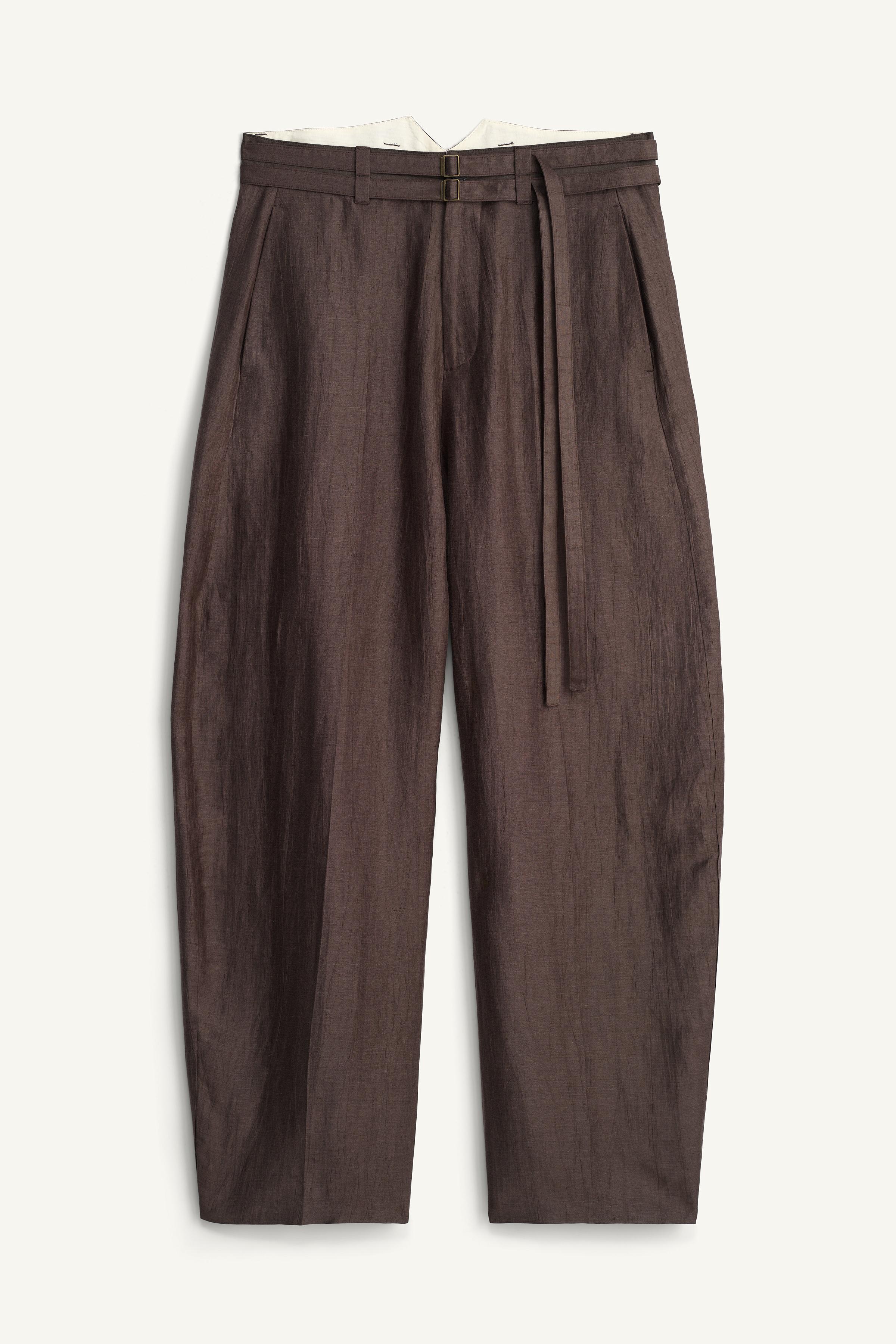 WIDE FIT BELTED PANTS