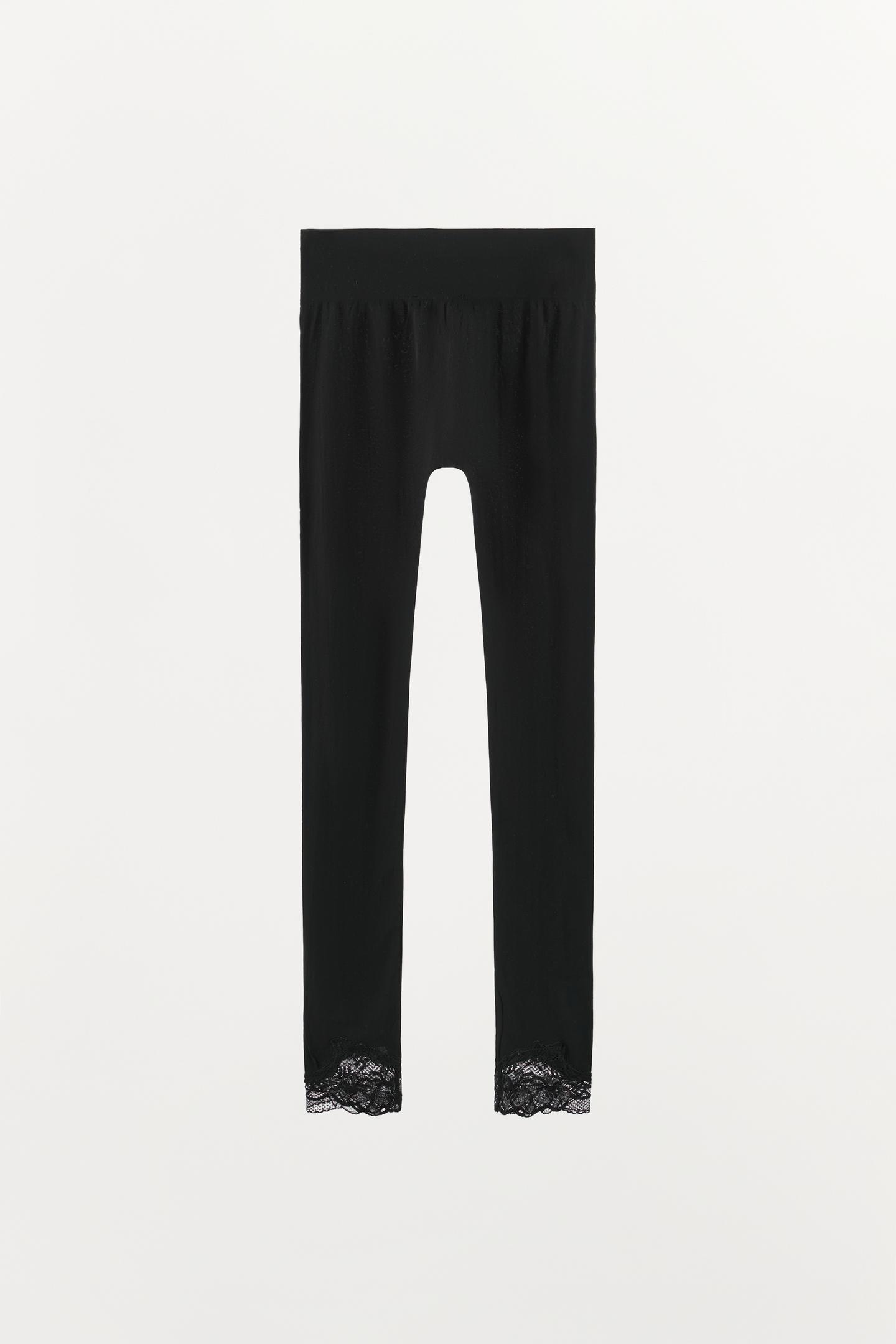 Женские леггинсы Zara Lace-Trim, цвет: Чёрный — фото 6