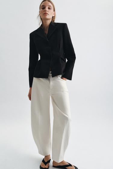 ZW COLLECTION TEXTURED PEPLUM BLAZER - Black by Zara