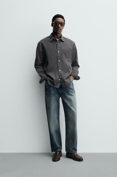 Zara WASHED FLOWY SHIRT - Anthracite grey - Image 0