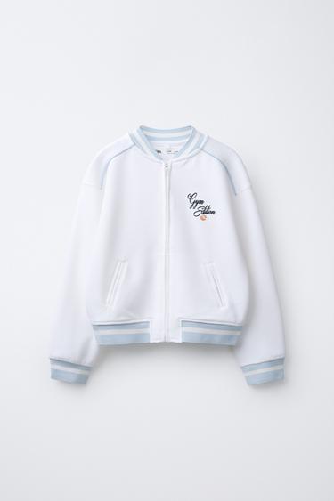 BOMBER PIQUÉ CON MODAL - Blanco roto de Zara - Imagen 0