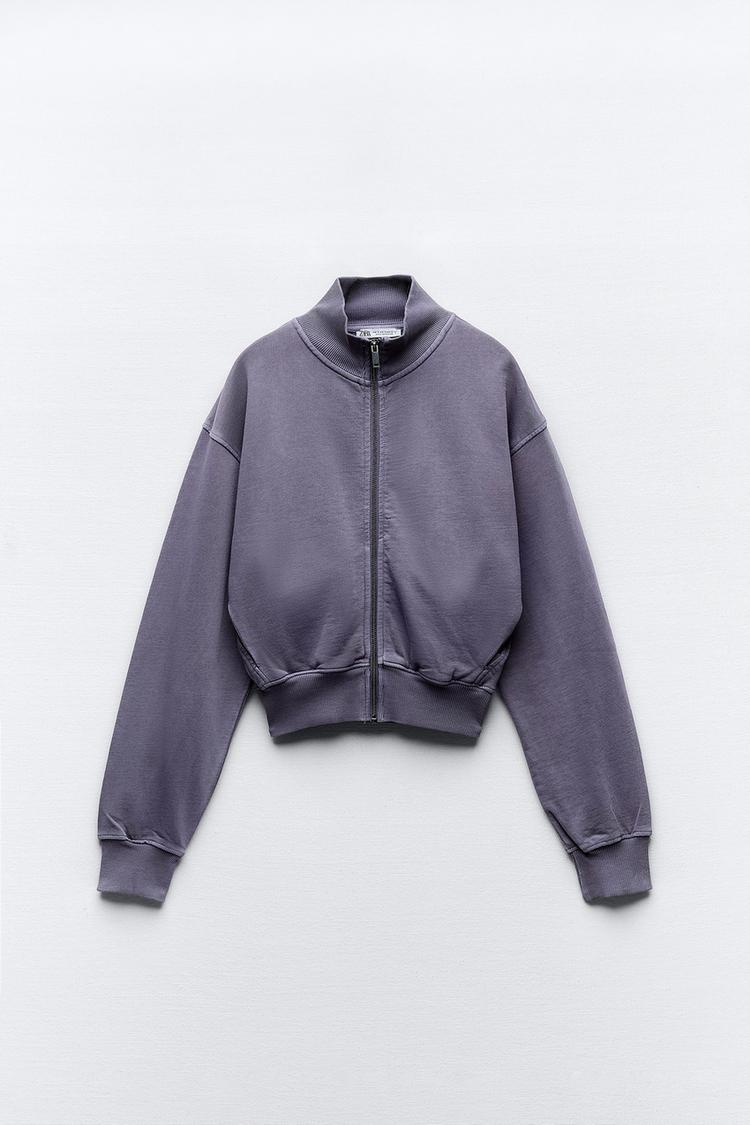 SUDADERA CREMALLERA RIB - Morados de Zara - Imagen 2