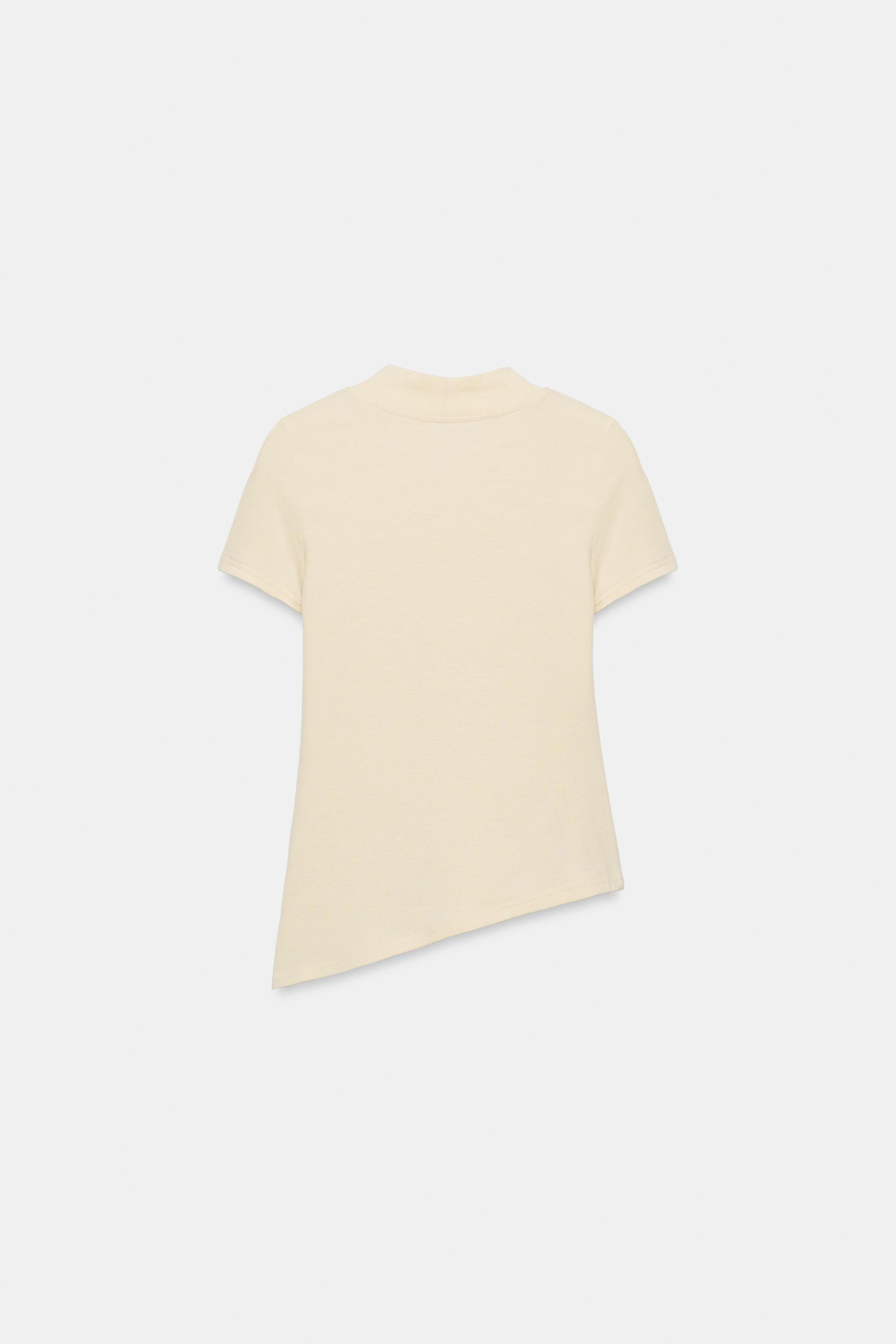 ASİMETRİK V YAKA T-SHIRT - Görsel 5