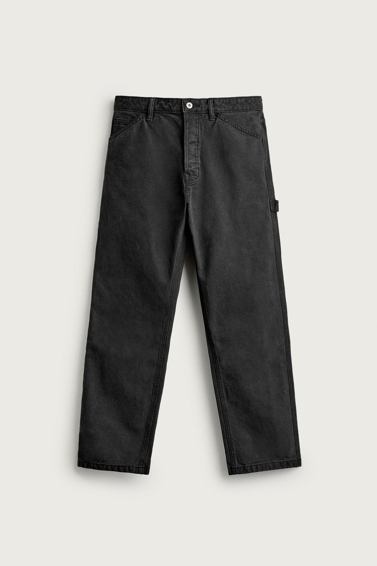 STRAIGHT-FIT CARPENTER POCKET PANTS — Black
