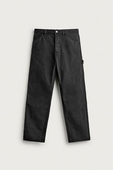 Zara 直筒版工裝口袋長褲 - 黑色
