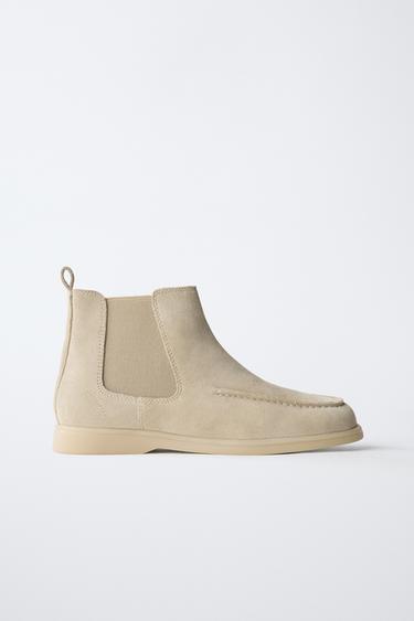 Zara 真皮航海靴 - 米白色