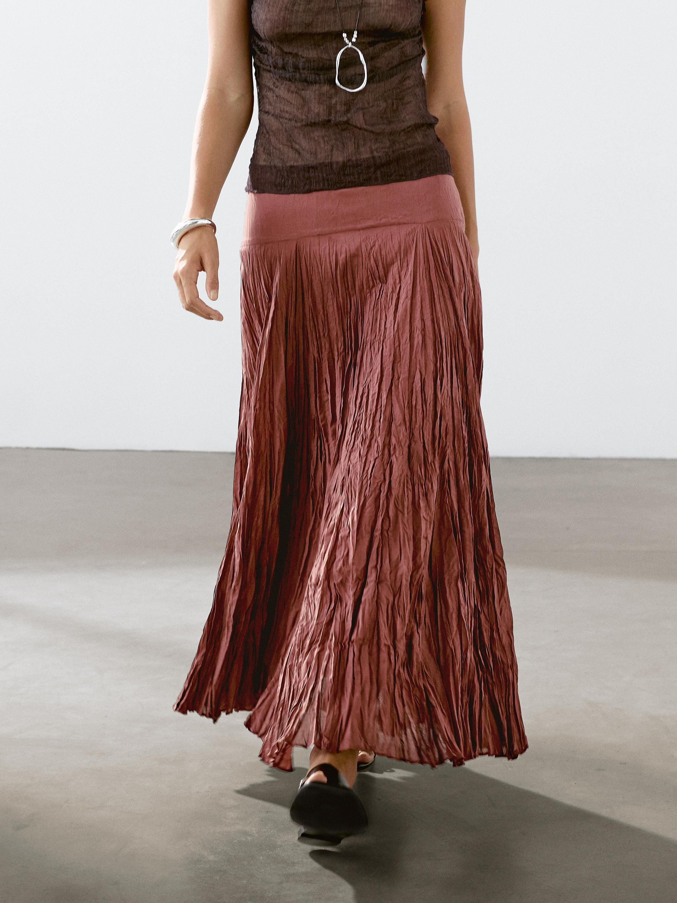 mid length pleated skirts zara