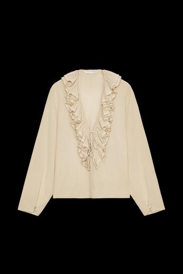ZW COLLECTION RUFFLED TOP - Sand by Zara - Image 0