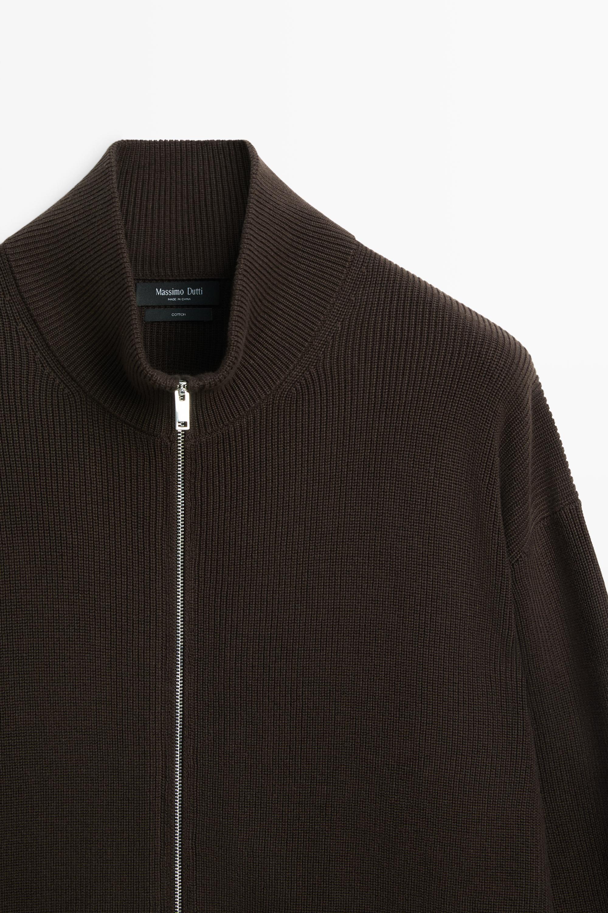 100% cotton ribbed knit cardigan
