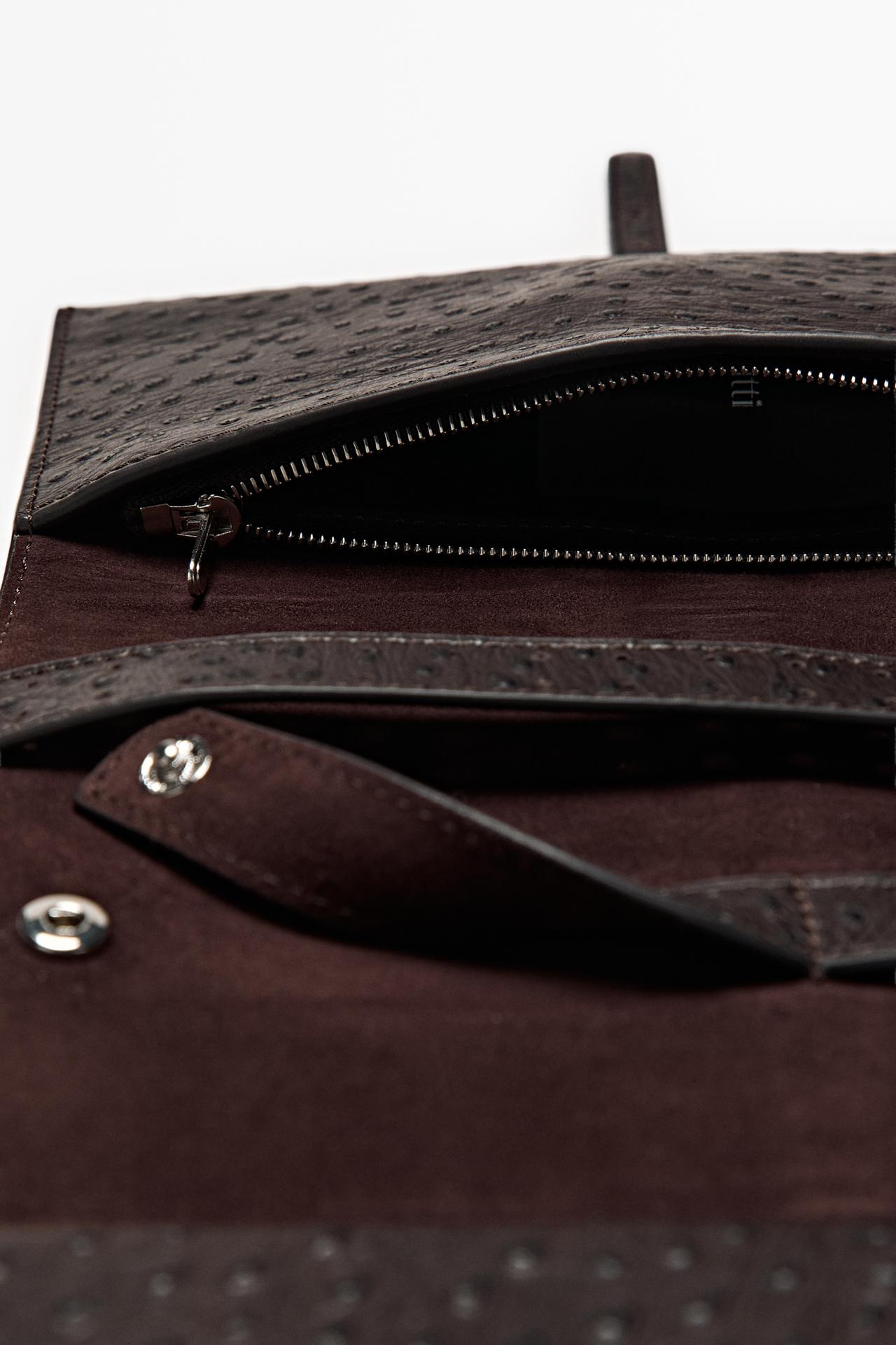 Textured nappa leather jewelry case — Brown