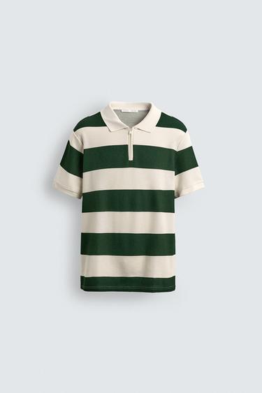 POLO CUELLO CREMALLERA - Crudo / Verde de Zara