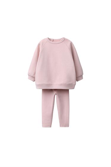 スウェットシャツ＆プレーンレギンスセットピンクZaraのスウェットシャツ＆プレーンレギンスセット - ピンク 