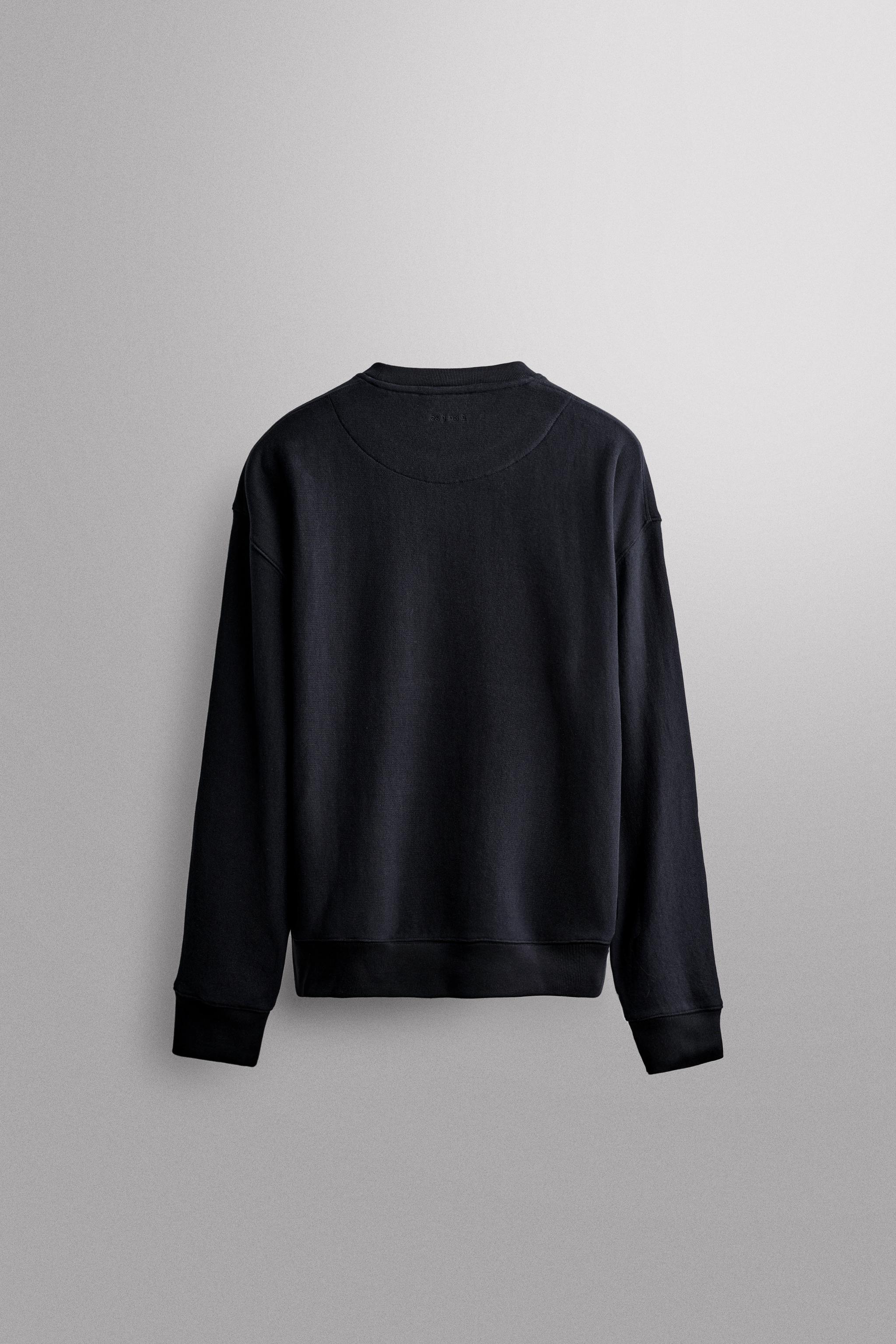 COTTON CREWNECK SWEATSHIRT — Navy blue