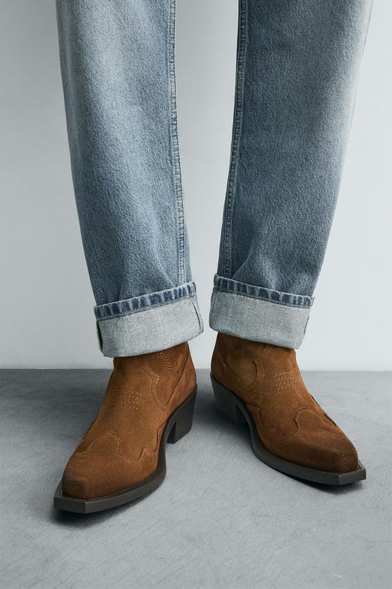 BOTA COWBOY DE COURO - Marrom da Zara - Imagem 0