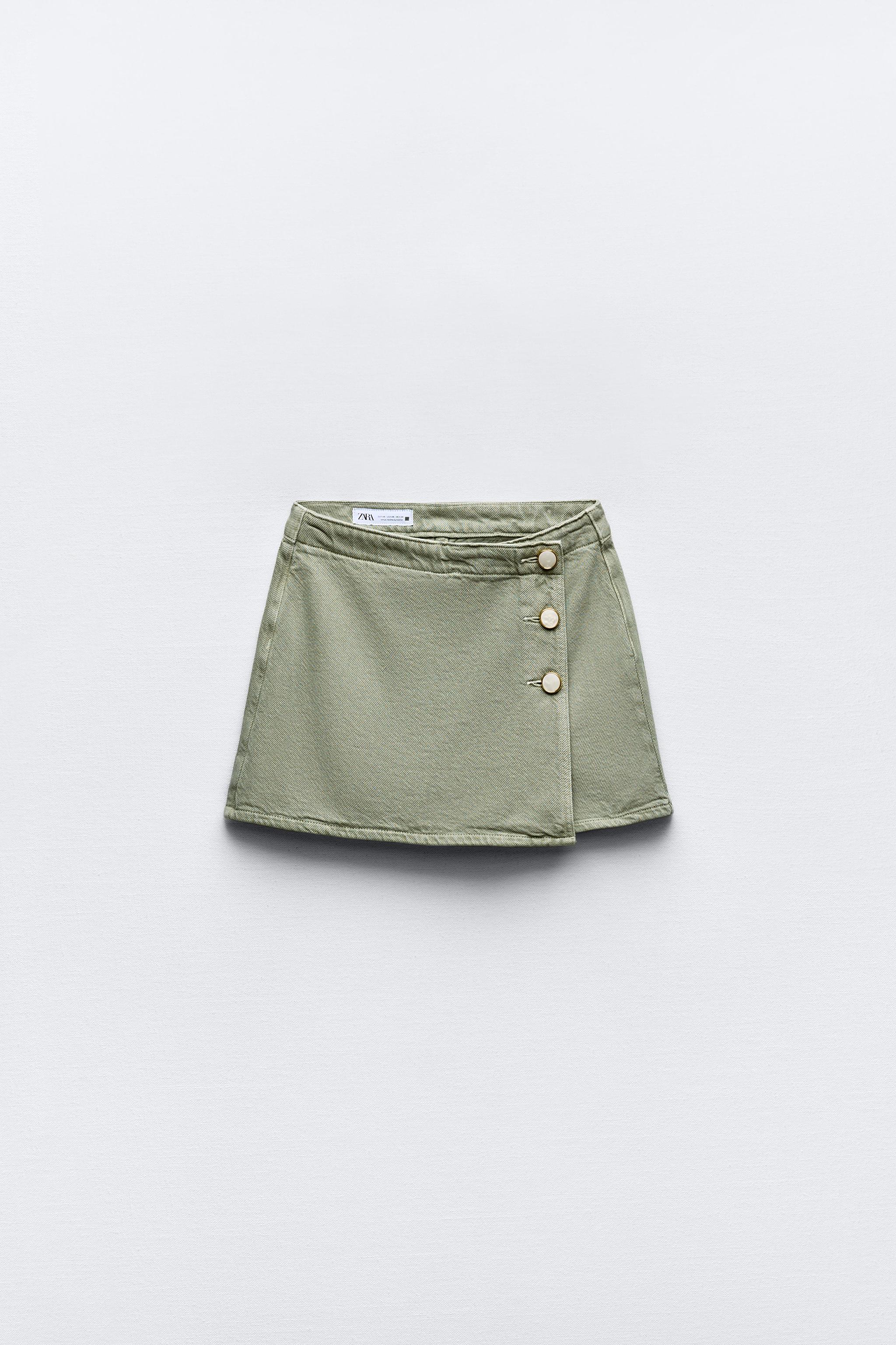 Z1975 BUTTONED WRAP FRONT DENIM SKORT