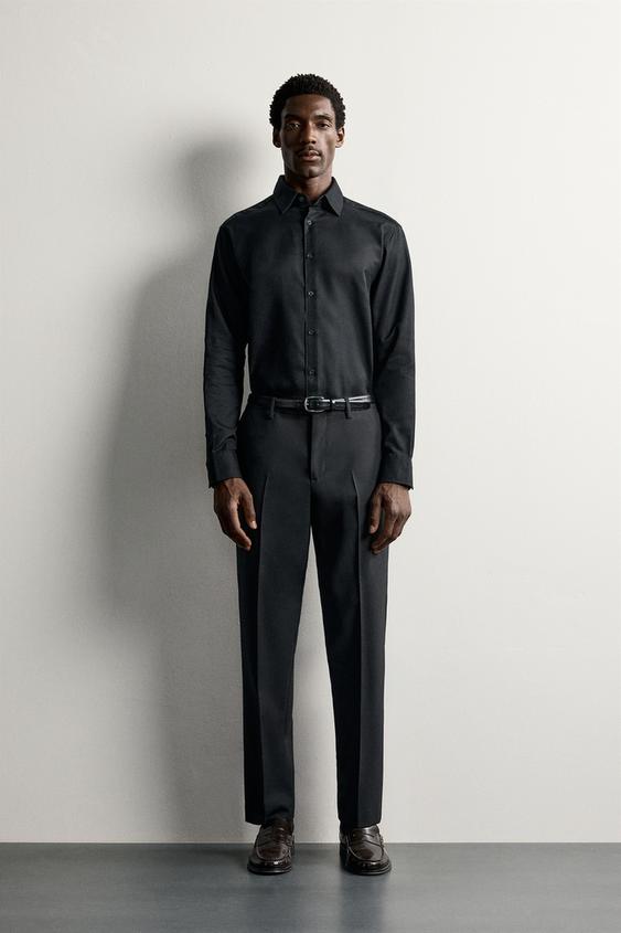 Zara STRUCTURED REGULAR FIT SHIRT - Black - Image 0