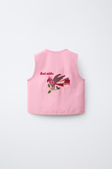 EMBROIDERED WAISTCOAT SISSEL EDELBO X ZARA KIDS - Pink by Zara - Image 1
