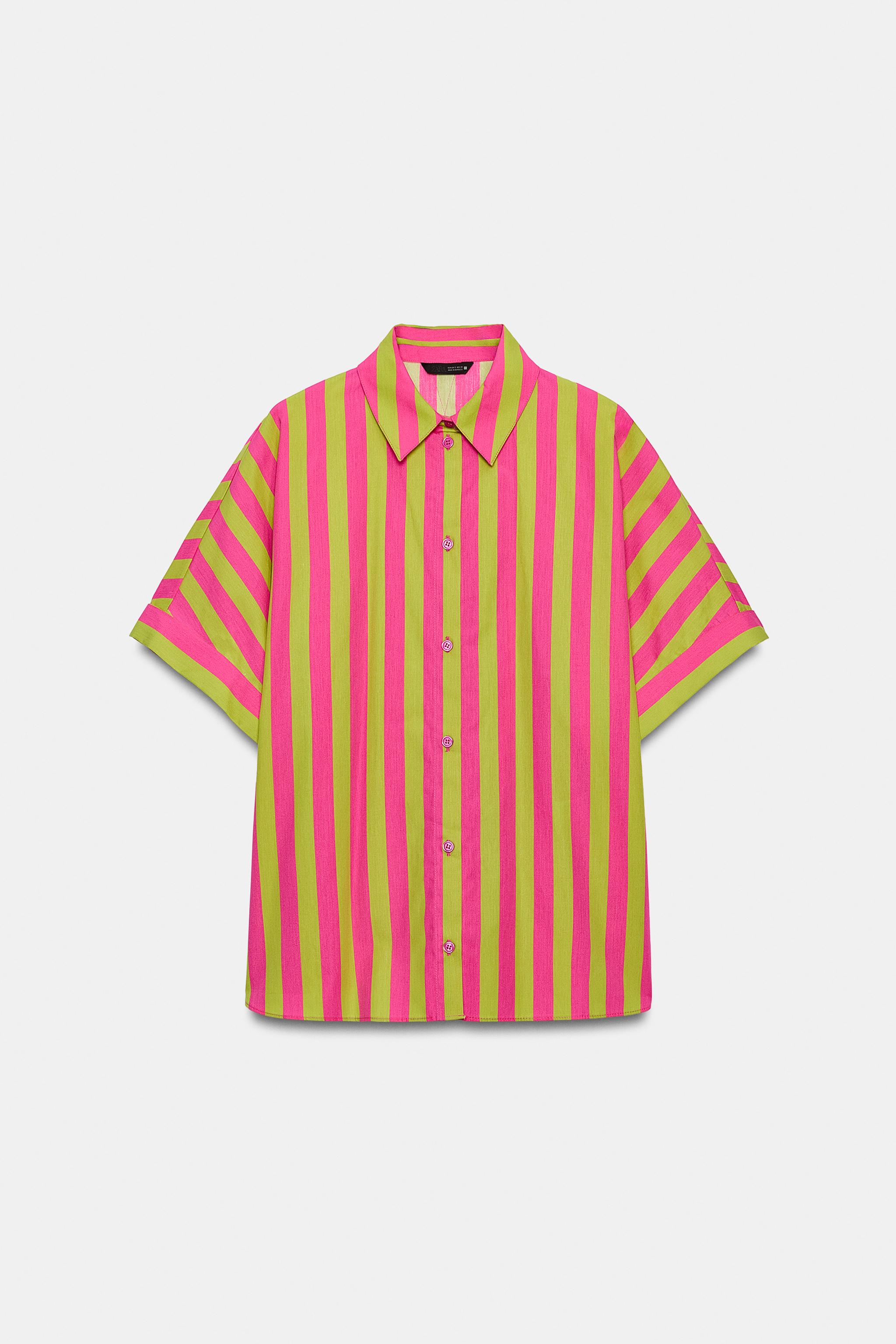 Женские рубашки Zara SHORT SLEEVE STRIPED SHIRT — фото 5