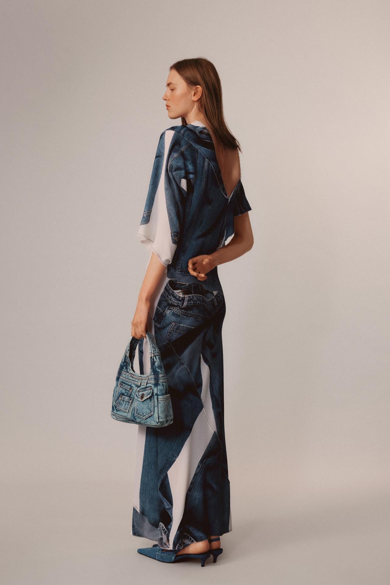 ZARA LIMITED EDITION DENIM KITTEN HEEL SLINGBACKS