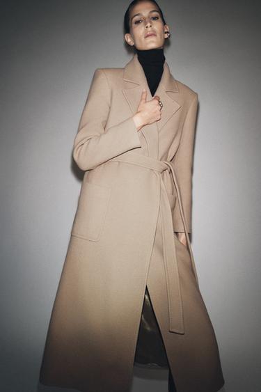 WOOL BLEND BELTED COAT ZW COLLECTION - camel by Zara - Image 4