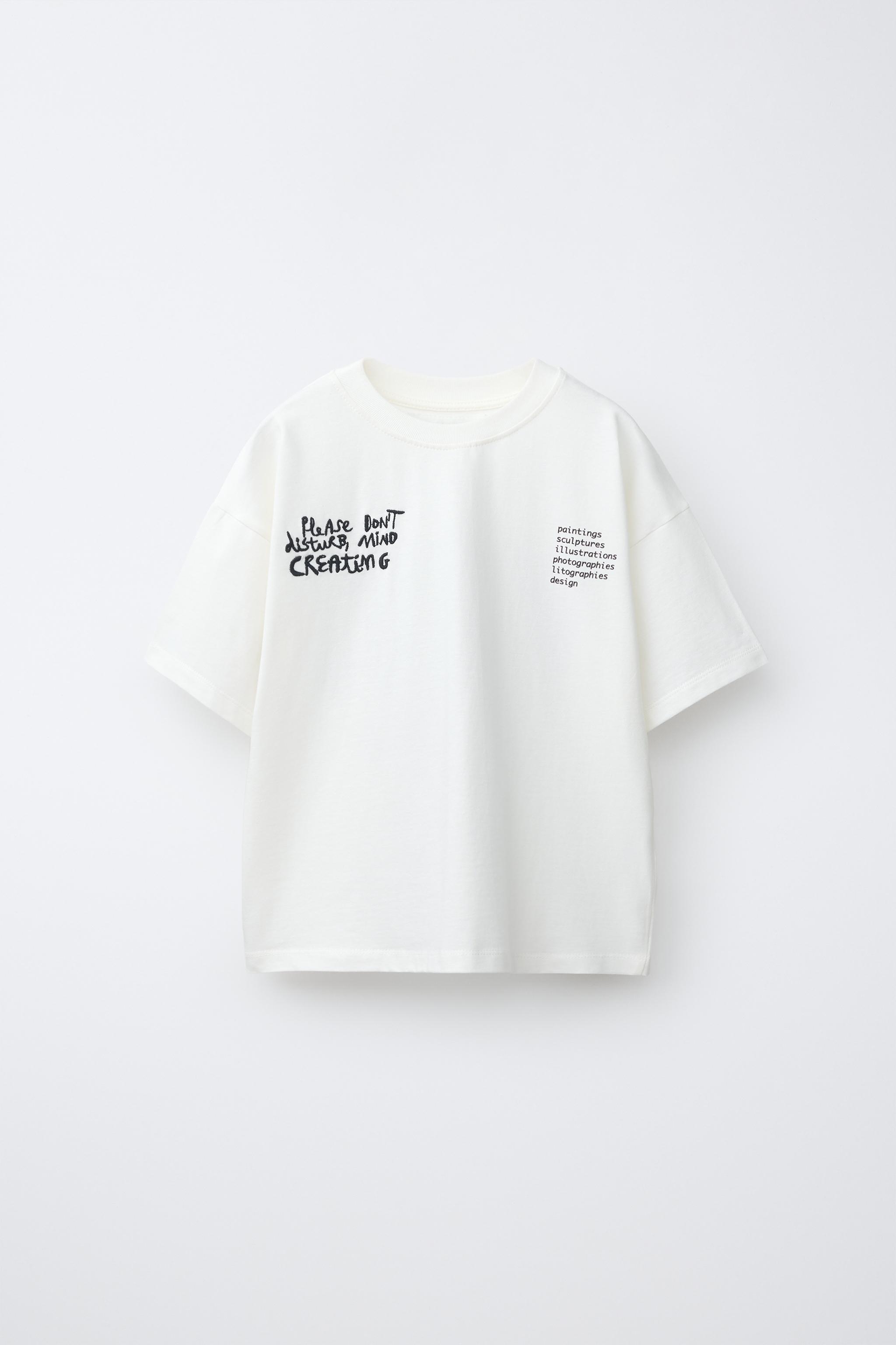 Детские футболки Zara TEXT PRINTED T-SHIRT — фото 2