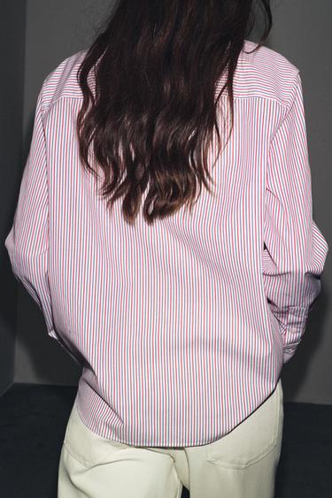 ZW COLLECTION STRIPED POPLIN SHIRT - red/navy by Zara - Image 2