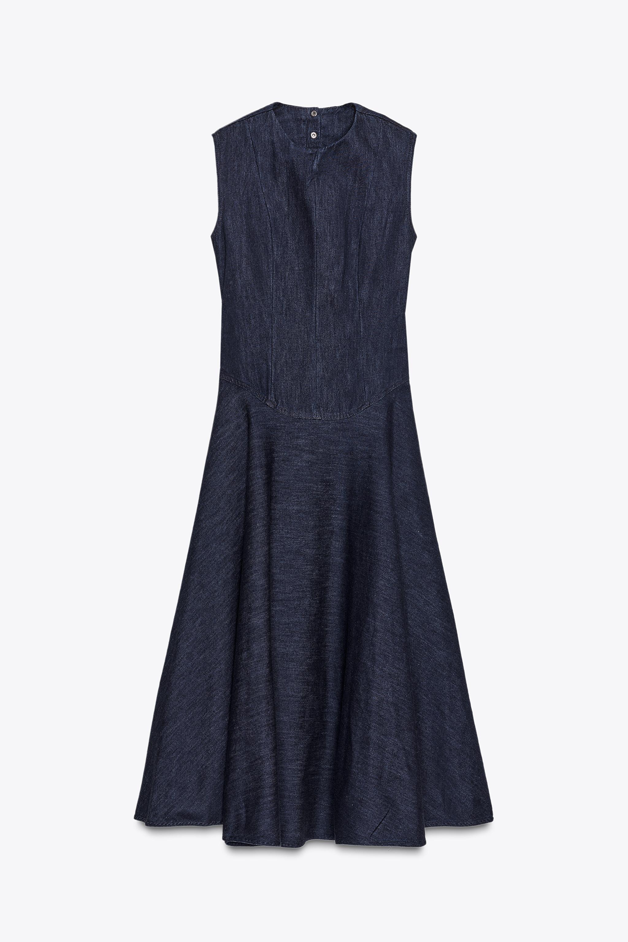 ZW COLLECTION デニムミディ丈ワンピース - ブルー | ZARA Japan