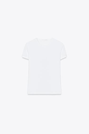 SLIM FIT T-SHIRT WITH SUPIMA® COTTON - White by Zara