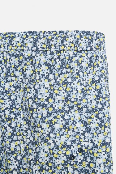 FLORAL PRINTED MID-LENGTH SWIMMING TRUNKS - Sky blue by Zara - Image 9