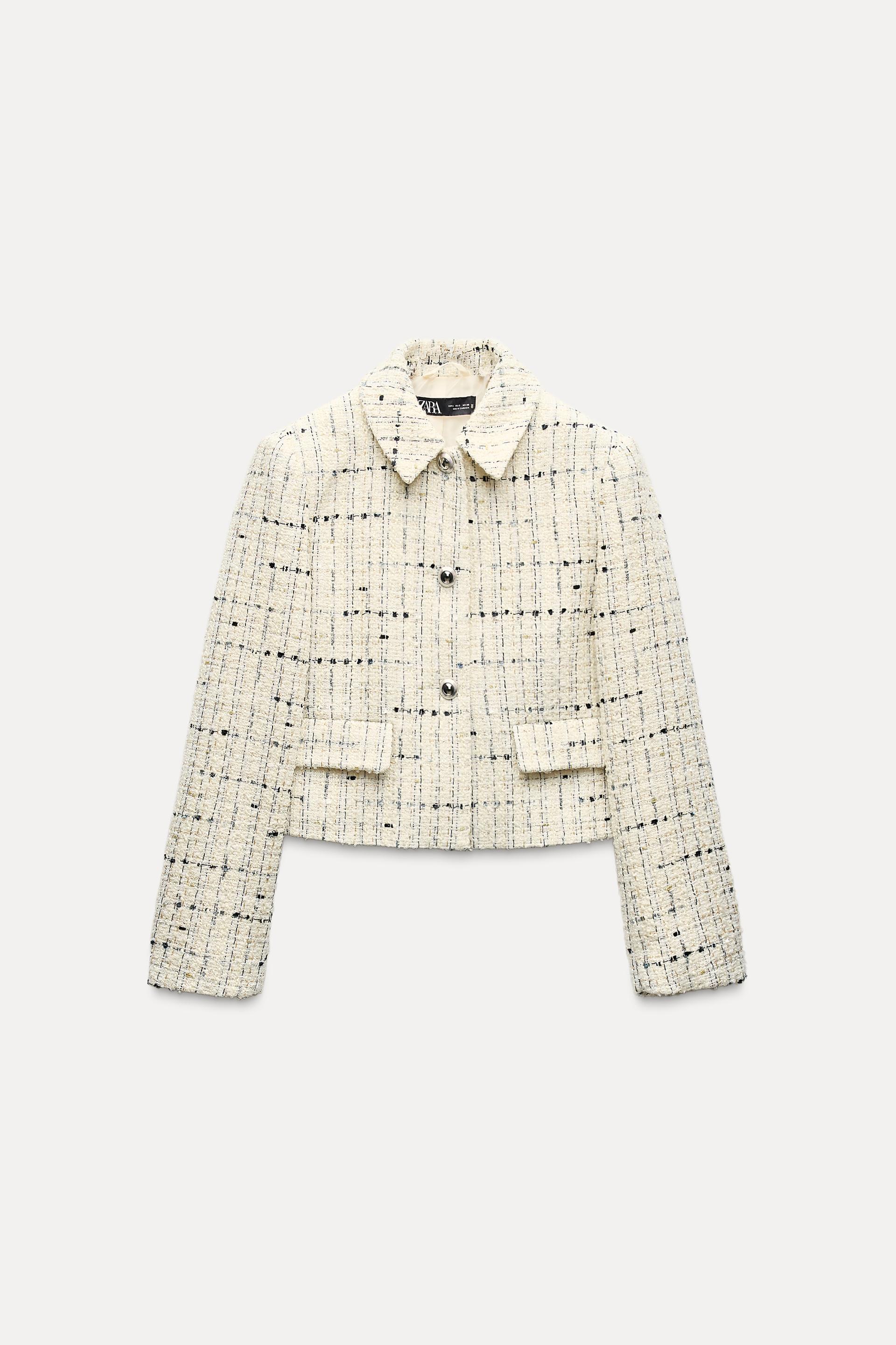 クロップド丈テクスチャー入りブレザー - エクリュ | ZARA Japan 