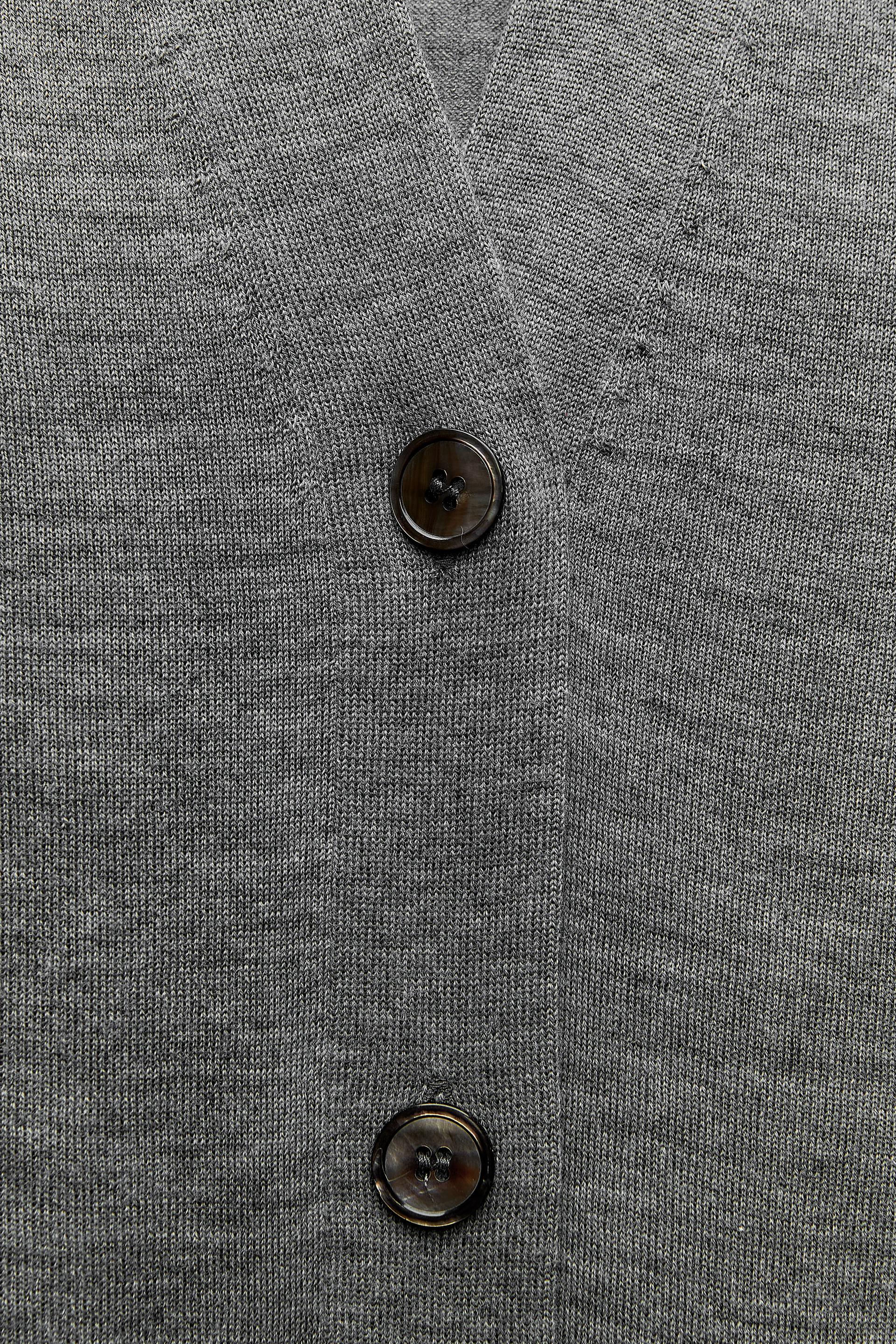 100% WOOL KNIT CARDIGAN - Light gray