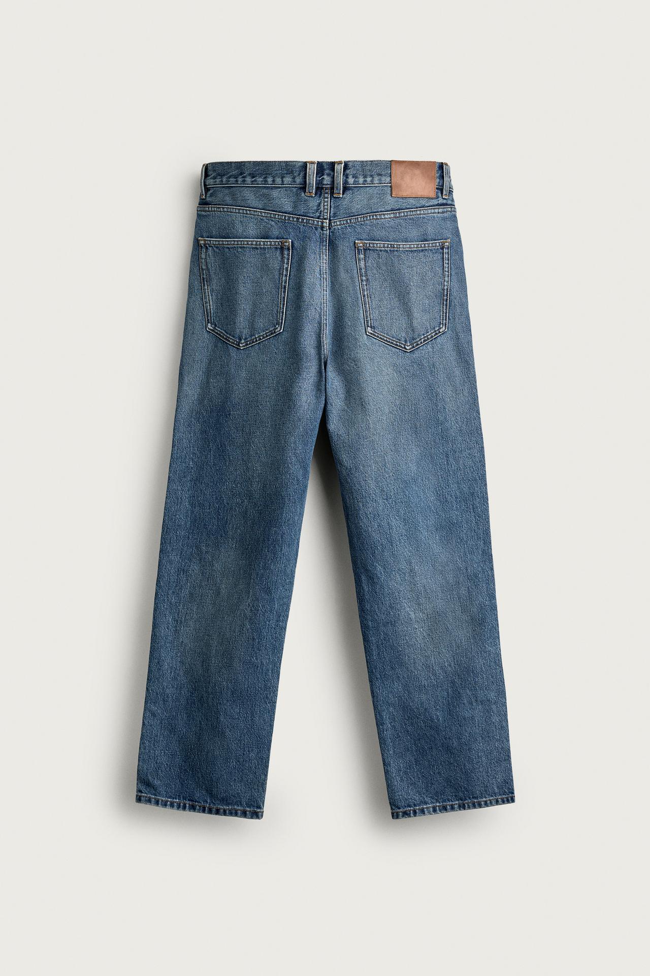 STRAIGHT ANKLE JEANS — Mid-blue