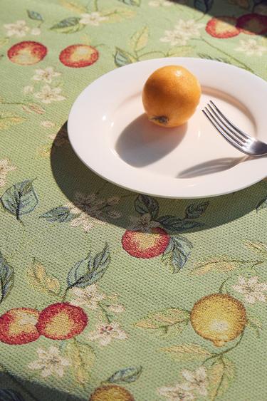 NAPPE JACQUARD MOTIFS FRUITS - Vert de Zara