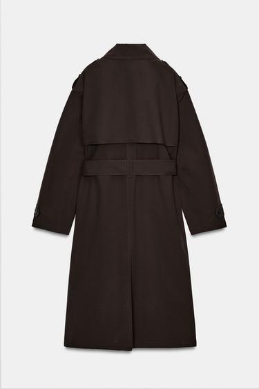 TRENCH LARGO CINTURÓN WATER REPELLENT WINDPROOF - Marrón de Zara