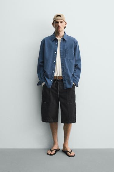 BELTED BAGGY FIT BERMUDA SHORTS - Black by Zara