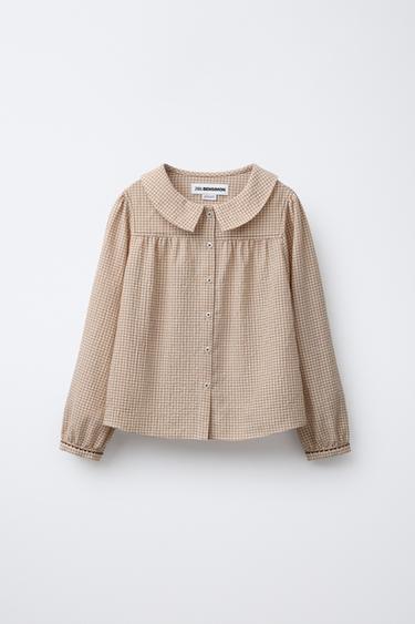 CHEMISE COL CLAUDINE BRODERIES BENSIMON ® X ZARA - Caramel de Zara - Image 0