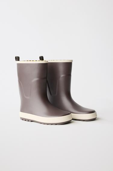 Zara COLOR BLOCK RAIN BOOTS - Brown