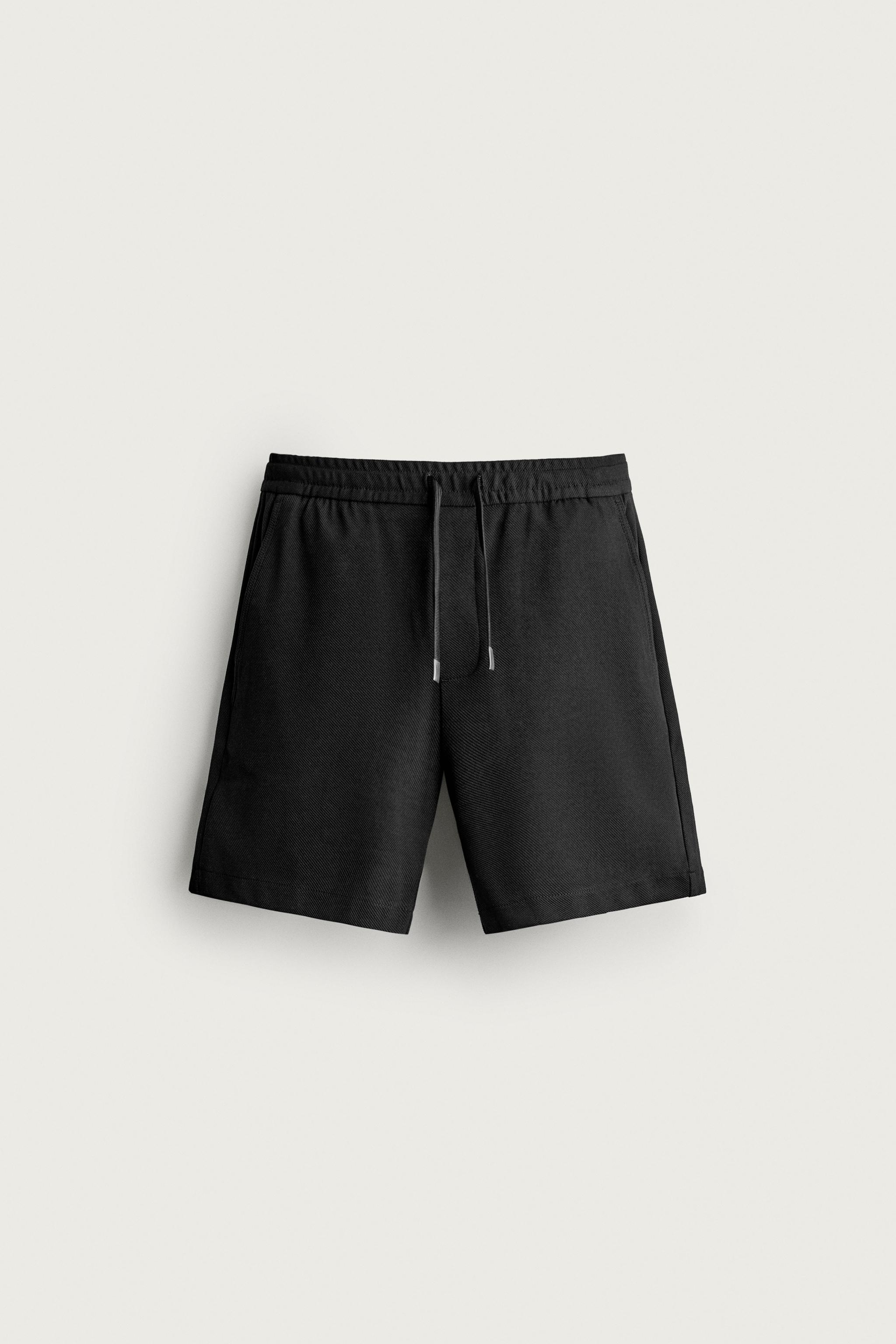 COMFORT TEXTURED SHORTS — Black